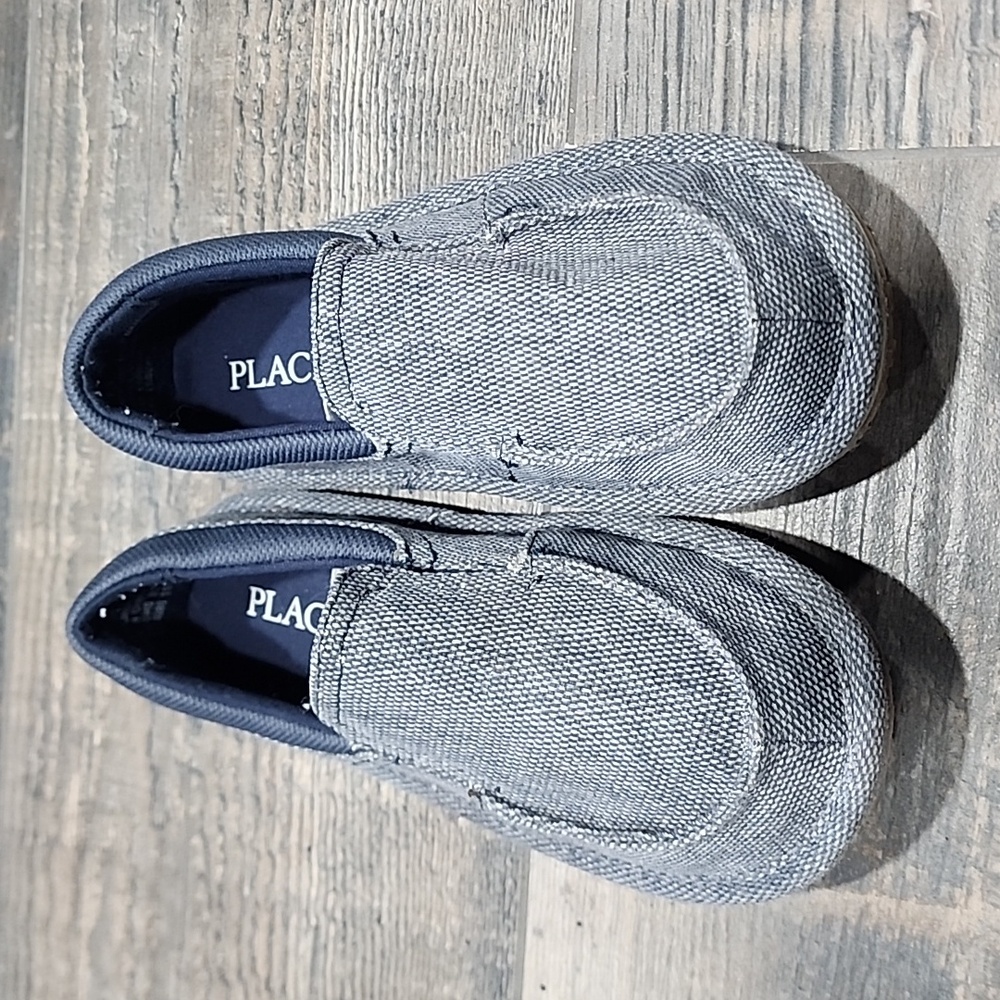 The Childrens Place Boys Canvas Slip On Blue Gray Loafers